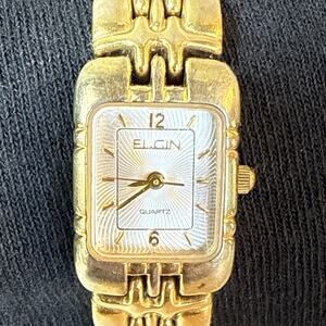 VTG ELGIN WOMANS WATCH Gold Tone EM370-171 Needs Batt